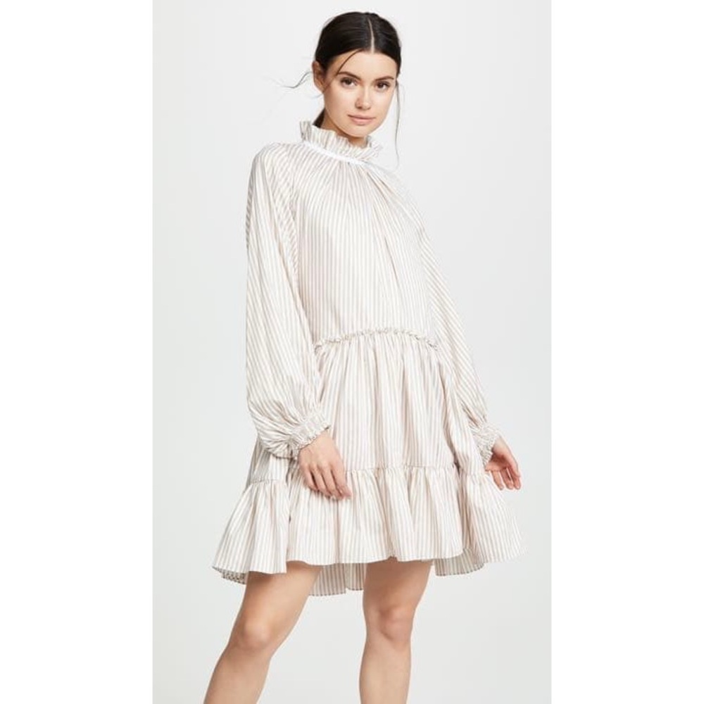 3.1 Phillip Lim long sleeve tiered dress in subtle stripe